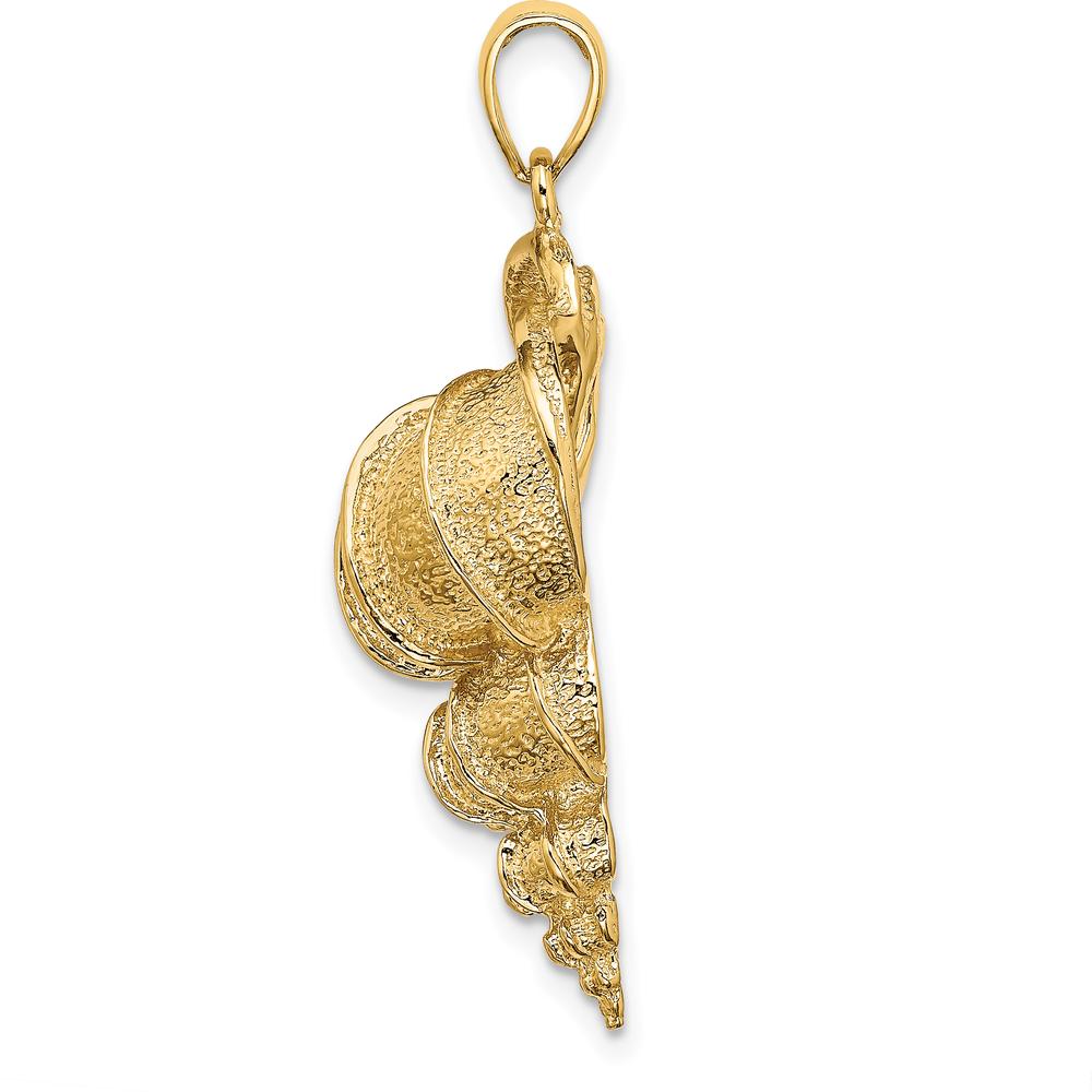 14K Yellow Gold Textured 2D Wentletrap Shell Charm - Elegant Coastal Design by Oro Pregiato