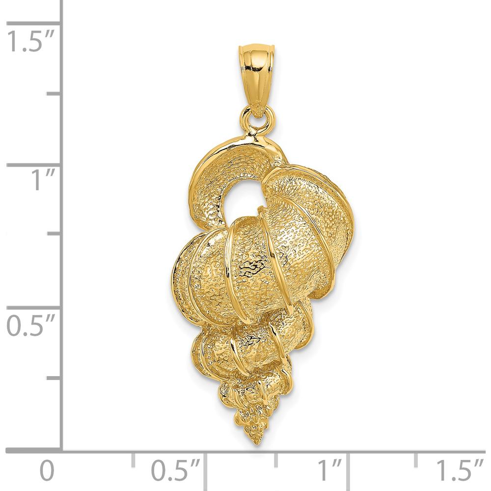14K Yellow Gold Textured 2D Wentletrap Shell Charm - Elegant Coastal Design by Oro Pregiato
