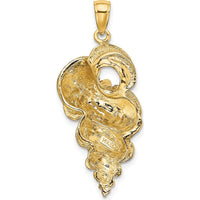 14K Yellow Gold Textured 2D Wentletrap Shell Charm - Elegant Coastal Design by Oro Pregiato