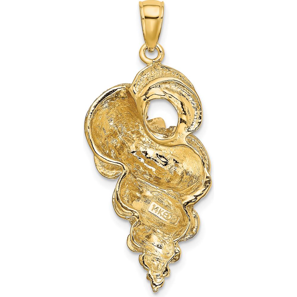 14K Yellow Gold Textured 2D Wentletrap Shell Charm - Elegant Coastal Design by Oro Pregiato