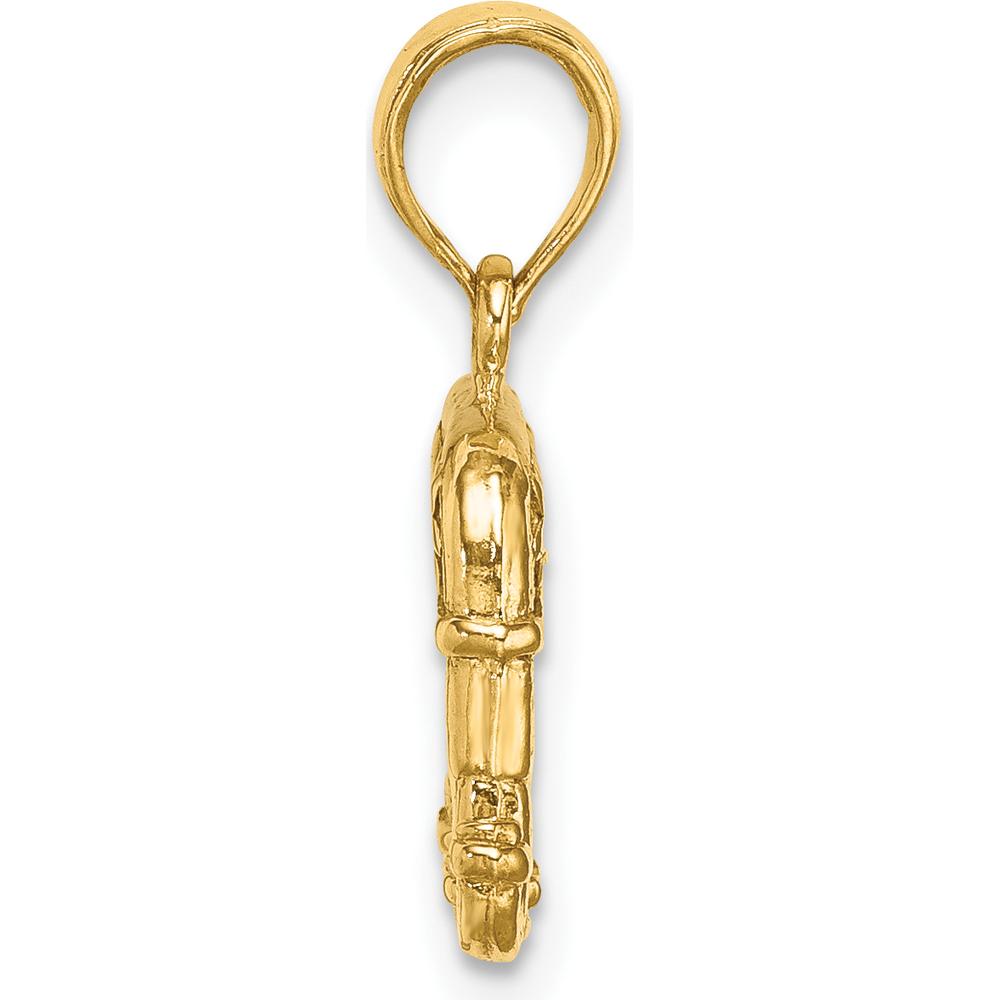 14K Yellow Gold Textured 3D Republican Elephant Charm - Symbol of Strength by Oro Pregiato