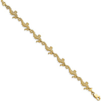 14K Yellow Gold Textured 3D Seahorse Bracelet - 7.5" Length by Oro Pregiato