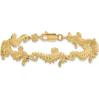 14K Yellow Gold Textured 3D Seahorse Bracelet - 7.5" Length by Oro Pregiato