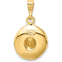 14K Yellow Gold Textured 3D Sombrero Pendant - Solid, Polished Finish by Oro Pregiato