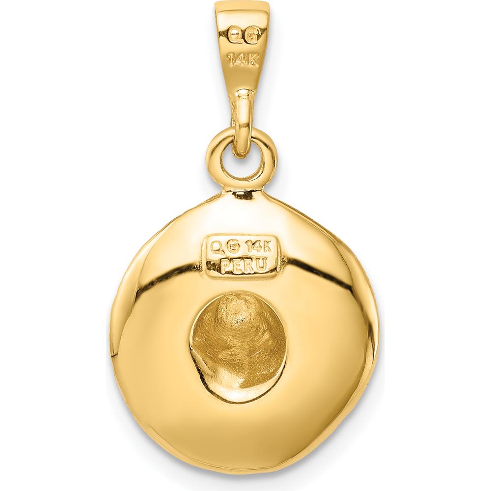 14K Yellow Gold Textured 3D Sombrero Pendant - Solid, Polished Finish by Oro Pregiato