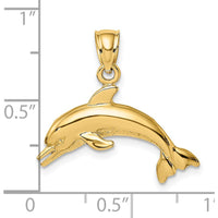 14K Yellow Gold Textured and Polished Dolphin Jumping Charm - 15.2mm Length by Oro Pregiato