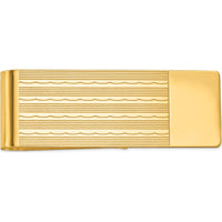 14K Yellow Gold Textured and Polished Engravable Money Clip - Solid Men's Luxury Accessory by Oro Pregiato