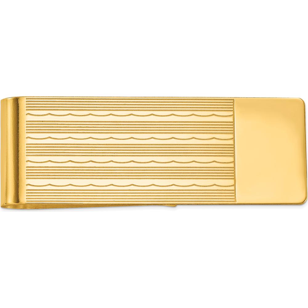 14K Yellow Gold Textured and Polished Engravable Money Clip - Solid Men's Luxury Accessory by Oro Pregiato