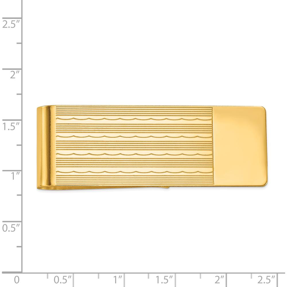 14K Yellow Gold Textured and Polished Engravable Money Clip - Solid Men's Luxury Accessory by Oro Pregiato