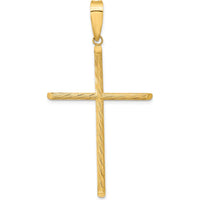 14K Yellow Gold Textured and Polished Fancy Cross Pendant - 59.25mm Length by Oro Pregiato