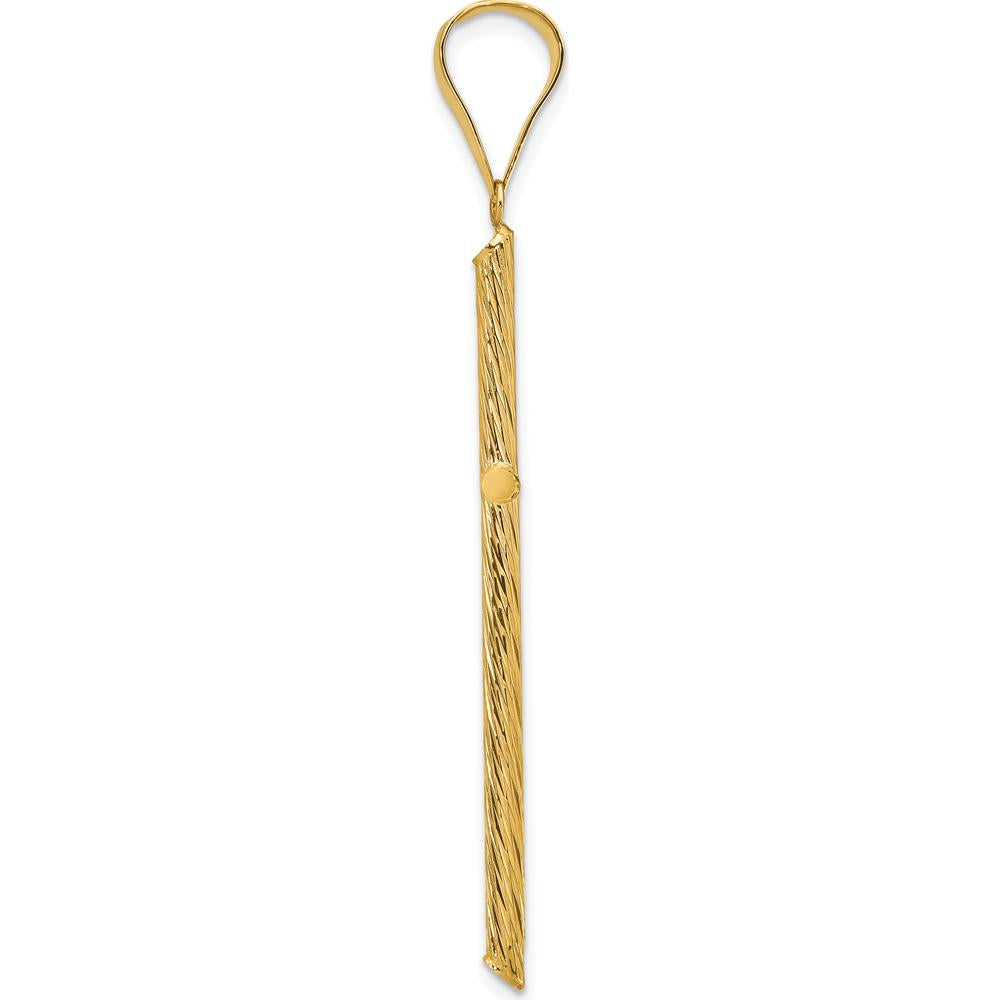 14K Yellow Gold Textured and Polished Fancy Cross Pendant - 59.25mm Length by Oro Pregiato