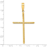 14K Yellow Gold Textured and Polished Fancy Cross Pendant - 59.25mm Length by Oro Pregiato
