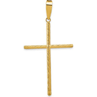 14K Yellow Gold Textured and Polished Fancy Cross Pendant - 59.25mm Length by Oro Pregiato