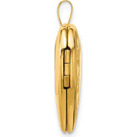 14K Yellow Gold Textured and Polished Heart Locket Pendant - Engravable with Space for Two 13.75mm Heart-Shaped Photos by Oro Pregiato