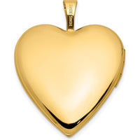 14K Yellow Gold Textured and Polished Heart Locket Pendant - Engravable with Space for Two 13.75mm Heart-Shaped Photos by Oro Pregiato