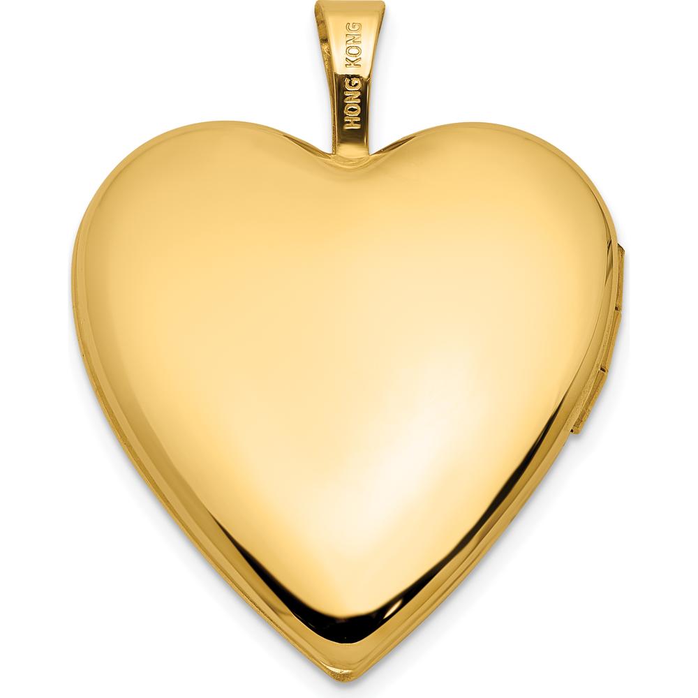 14K Yellow Gold Textured and Polished Heart Locket Pendant - Engravable with Space for Two 13.75mm Heart-Shaped Photos by Oro Pregiato