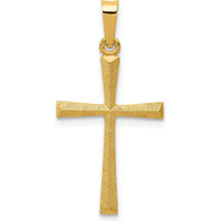 14K Yellow Gold Textured and Polished Latin Cross Pendant - 27.7mm by Oro Pregiato