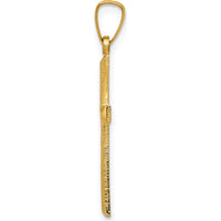 14K Yellow Gold Textured and Polished Latin Cross Pendant - 27.7mm by Oro Pregiato