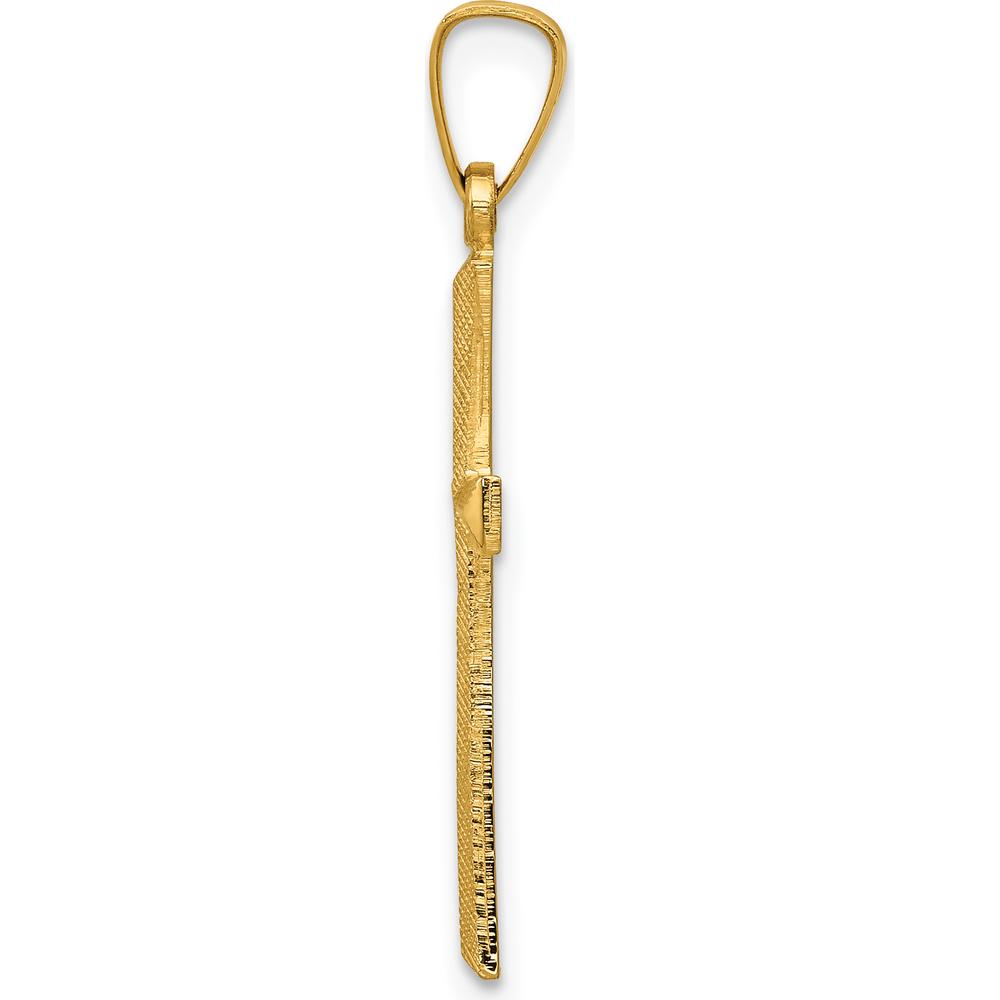14K Yellow Gold Textured and Polished Latin Cross Pendant - 27.7mm by Oro Pregiato