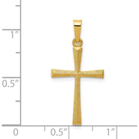 14K Yellow Gold Textured and Polished Latin Cross Pendant - 27.7mm by Oro Pregiato
