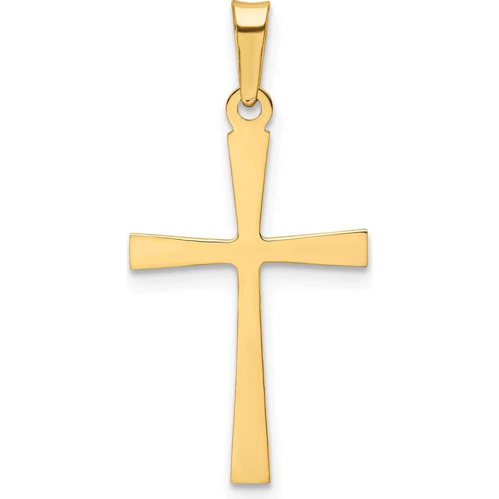 14K Yellow Gold Textured and Polished Latin Cross Pendant - 27.7mm by Oro Pregiato