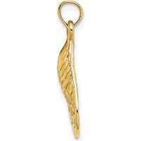 14K Yellow Gold Textured and Polished Oyster Shell Charm - 22mm Length by Oro Pregiato