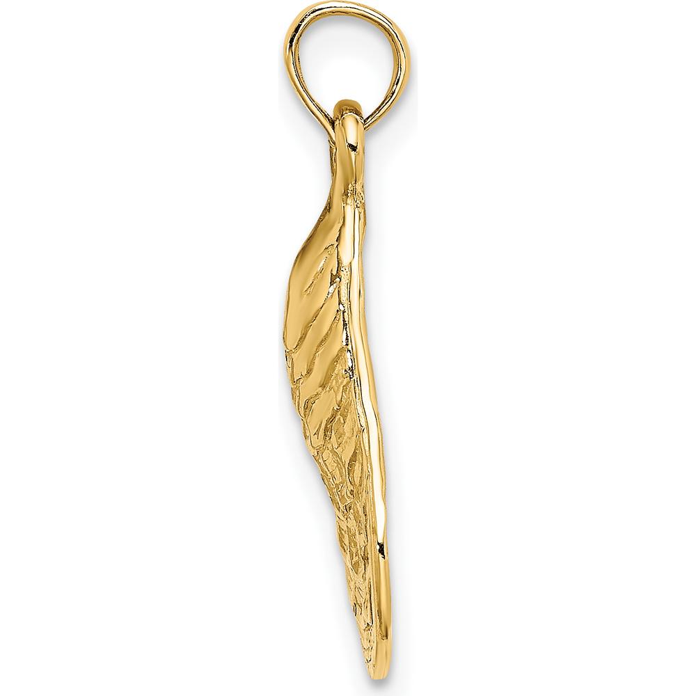 14K Yellow Gold Textured and Polished Oyster Shell Charm - 22mm Length by Oro Pregiato