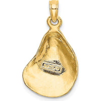 14K Yellow Gold Textured and Polished Oyster Shell Charm - 22mm Length by Oro Pregiato