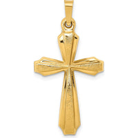 14K Yellow Gold Textured and Polished Passion Cross Pendant - 34mm by Oro Pregiato