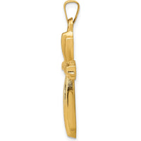 14K Yellow Gold Textured and Polished Passion Cross Pendant - 34mm by Oro Pregiato