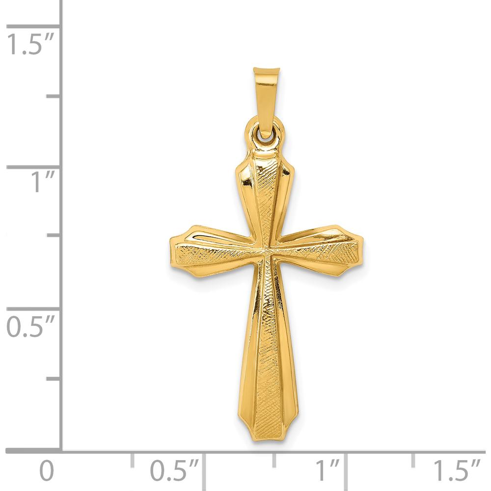 14K Yellow Gold Textured and Polished Passion Cross Pendant - 34mm by Oro Pregiato