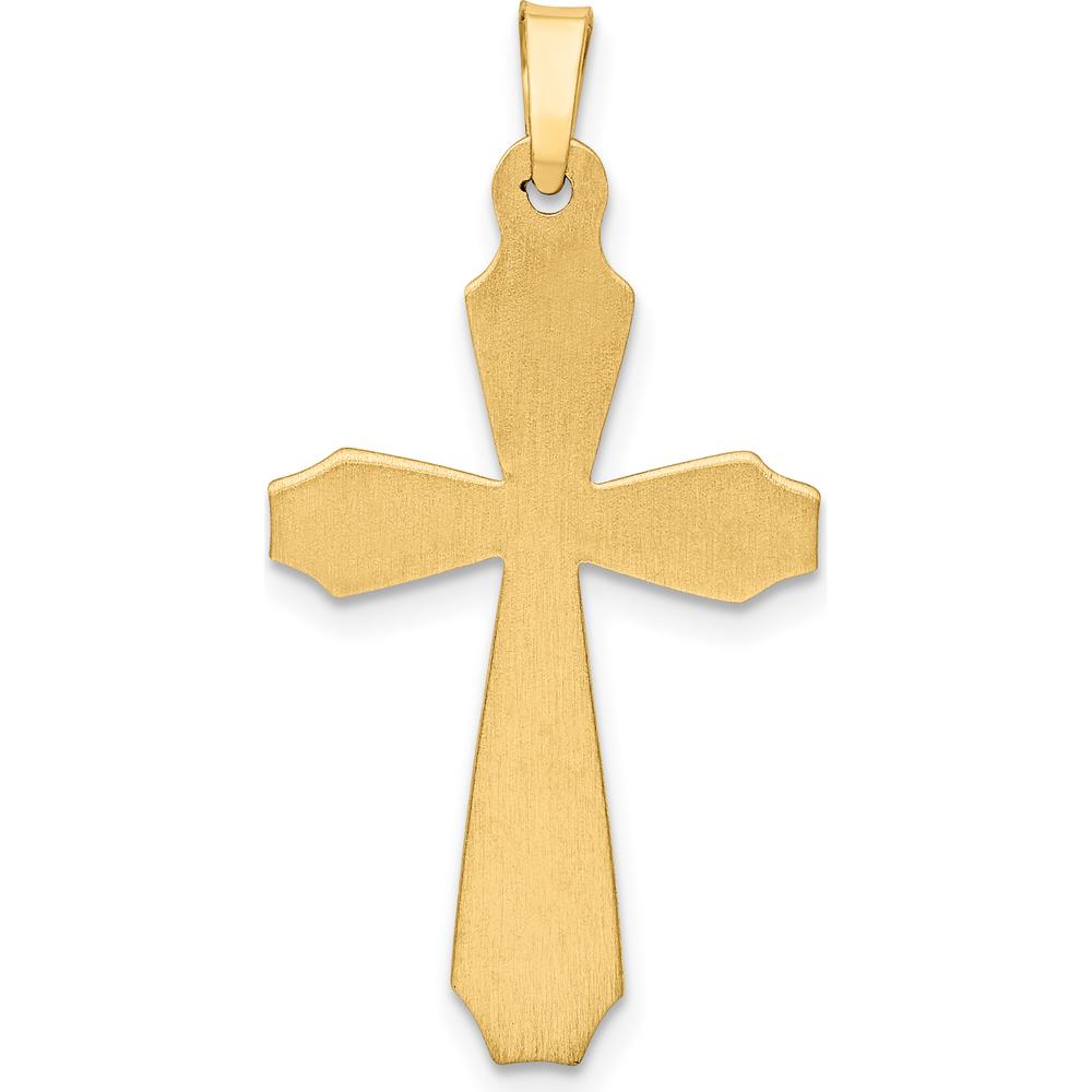 14K Yellow Gold Textured and Polished Passion Cross Pendant - 34mm by Oro Pregiato