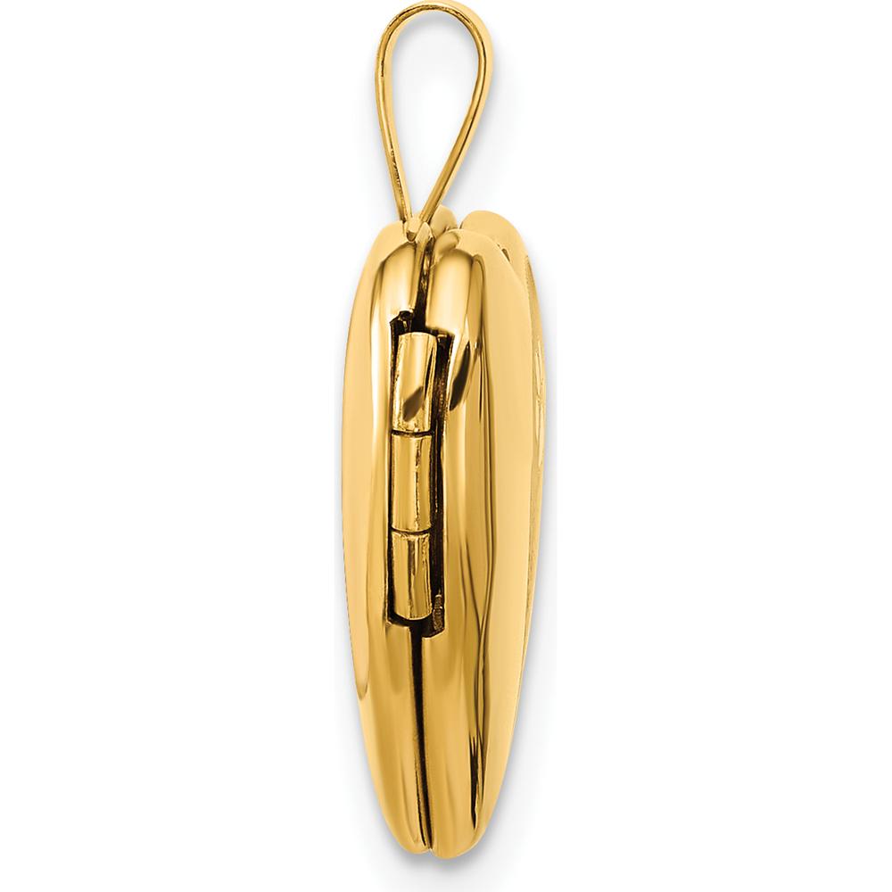 14K Yellow Gold Textured and Polished Paw Prints Heart Locket by Oro Pregiato