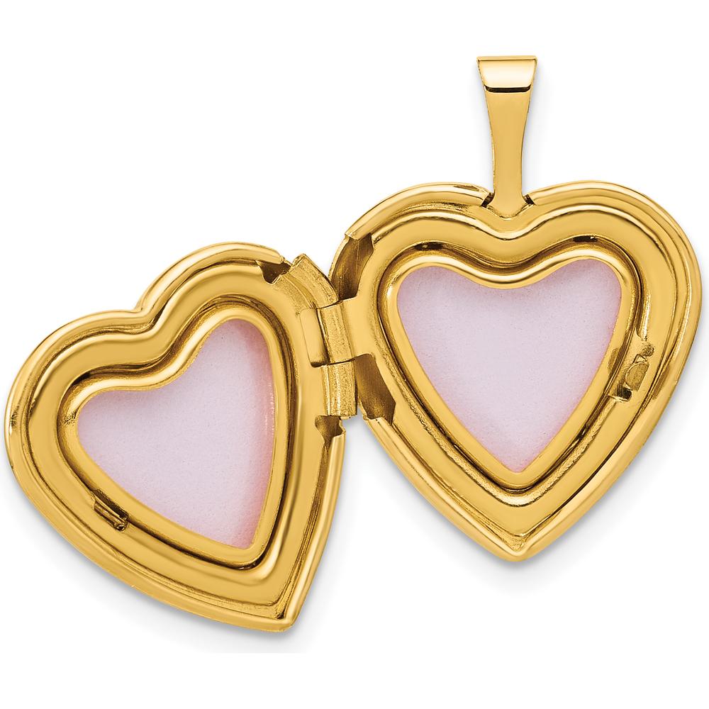 14K Yellow Gold Textured and Polished Paw Prints Heart Locket by Oro Pregiato
