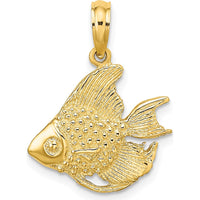 14K Yellow Gold Textured Angelfish Charm Pendant - 18.25mm Length by Oro Pregiato