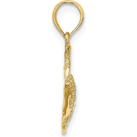 14K Yellow Gold Textured Angelfish Charm Pendant - 18.25mm Length by Oro Pregiato