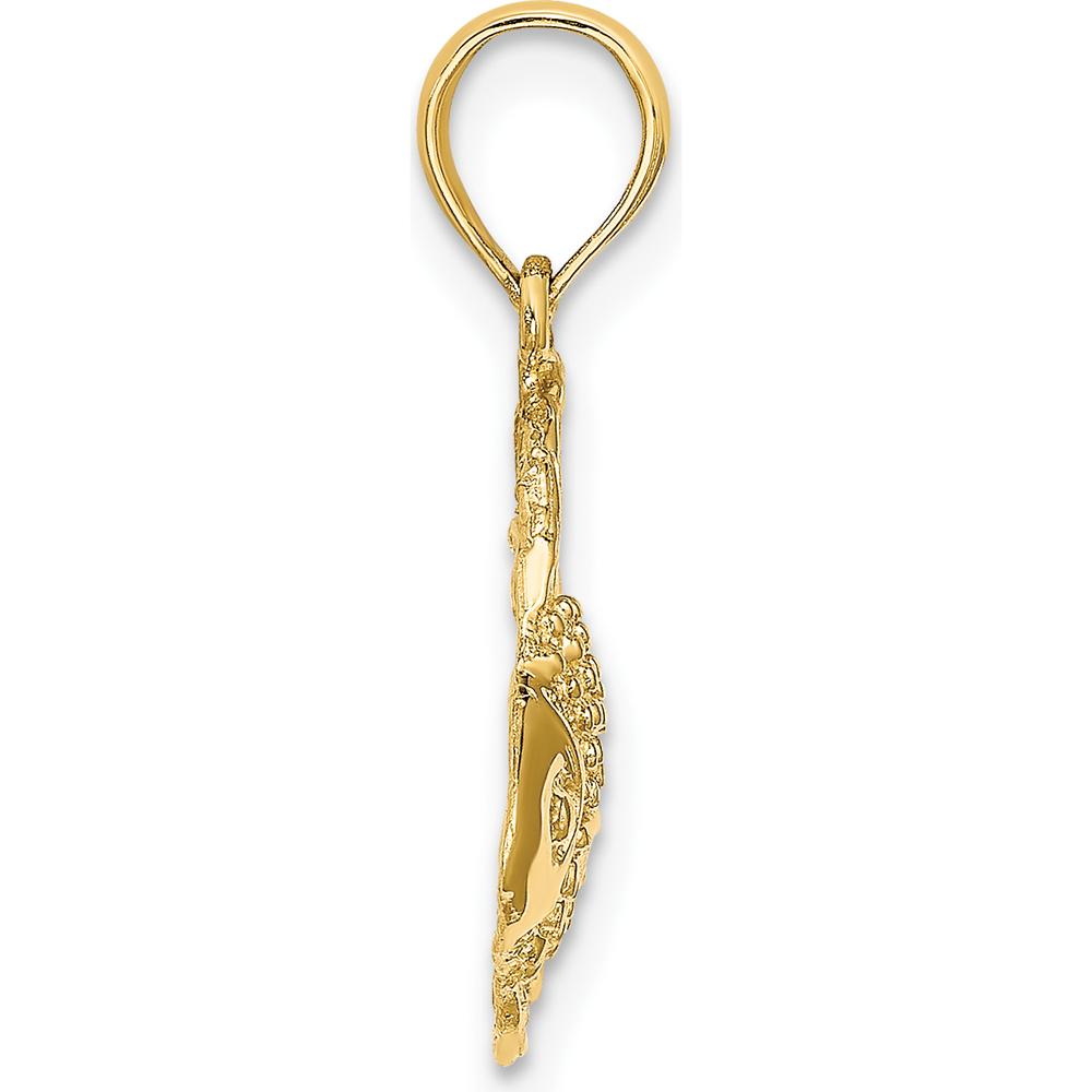 14K Yellow Gold Textured Angelfish Charm Pendant - 18.25mm Length by Oro Pregiato