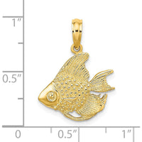 14K Yellow Gold Textured Angelfish Charm Pendant - 18.25mm Length by Oro Pregiato