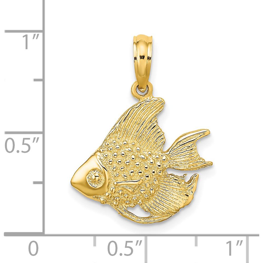 14K Yellow Gold Textured Angelfish Charm Pendant - 18.25mm Length by Oro Pregiato