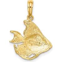 14K Yellow Gold Textured Angelfish Charm Pendant - 18.25mm Length by Oro Pregiato