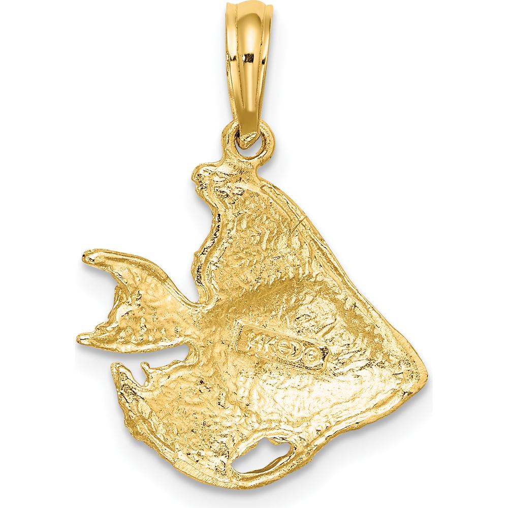 14K Yellow Gold Textured Angelfish Charm Pendant - 18.25mm Length by Oro Pregiato