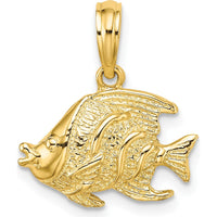 14K Yellow Gold Textured Bannerfish Charm Pendant - 12.75mm Length by Oro Pregiato