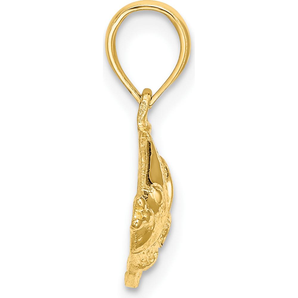 14K Yellow Gold Textured Bannerfish Charm Pendant - 12.75mm Length by Oro Pregiato