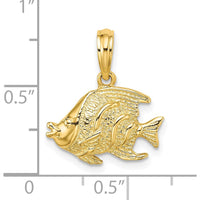 14K Yellow Gold Textured Bannerfish Charm Pendant - 12.75mm Length by Oro Pregiato