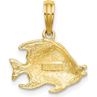 14K Yellow Gold Textured Bannerfish Charm Pendant - 12.75mm Length by Oro Pregiato