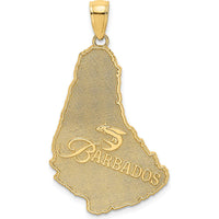 14K Yellow Gold Textured Barbados Map Pendant Charm - Polished Finish by Oro Pregiato