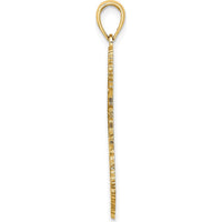 14K Yellow Gold Textured Barbados Map Pendant Charm - Polished Finish by Oro Pregiato