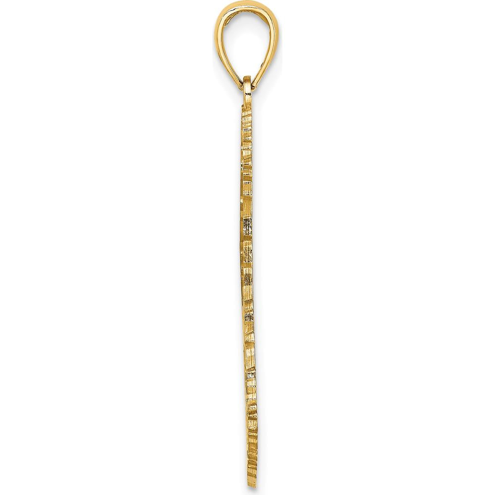 14K Yellow Gold Textured Barbados Map Pendant Charm - Polished Finish by Oro Pregiato