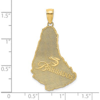 14K Yellow Gold Textured Barbados Map Pendant Charm - Polished Finish by Oro Pregiato