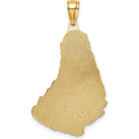 14K Yellow Gold Textured Barbados Map Pendant Charm - Polished Finish by Oro Pregiato